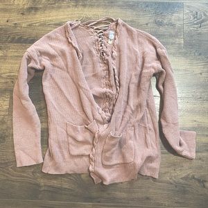 Mauve braided cardigan